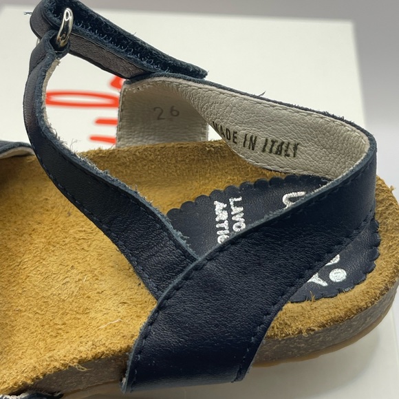 IL GUFO Leather Strap Open Toe Sandals in Navy Blue - Picture 6 of 9